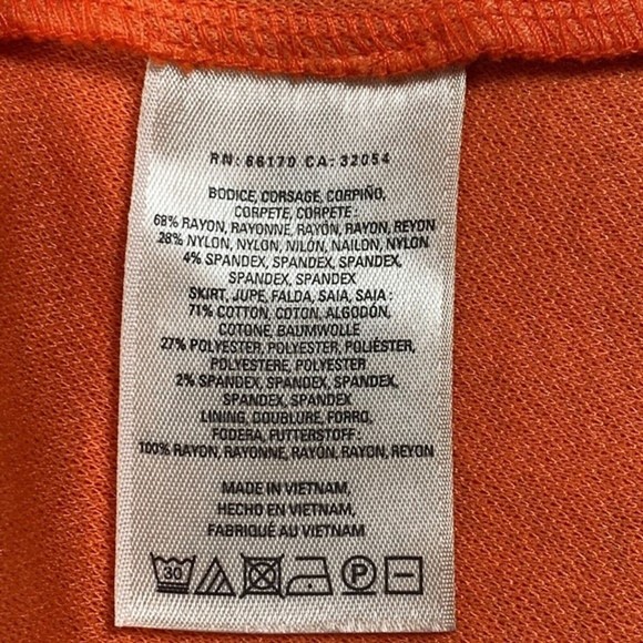 Anthropologie HD In Perris Midi Dress Stretch Size 6 Sleeveless V Neck Orange - Picture 9 of 10